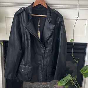 Max Studio Women's Black vegan Leather Jacket NWTs
